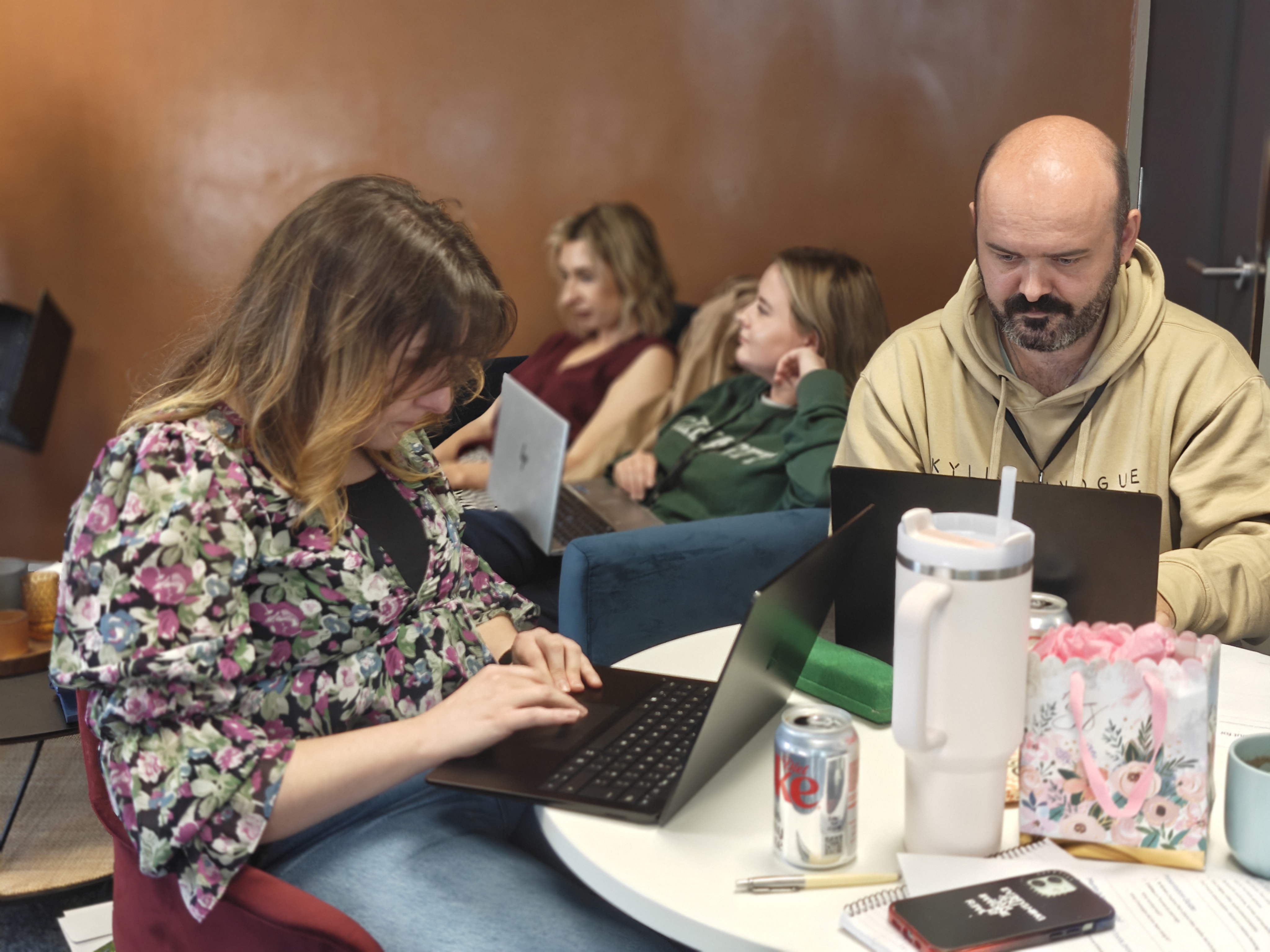 Team collaboration during AI workshop